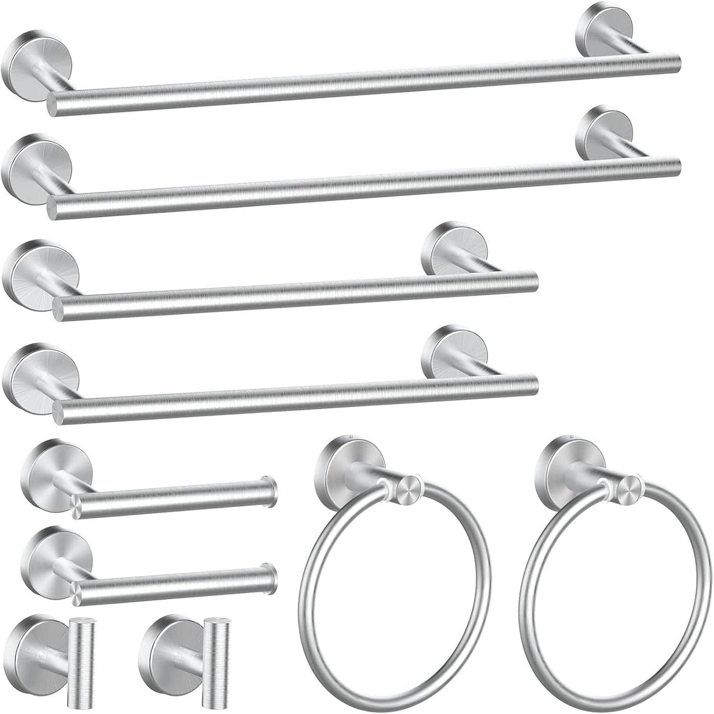 10PCS Brushed Nickel Bathroom Hardware Set. Bathroom Accessories Set Include 24&16 inch Towel Bar. Robe Hook. Towel Ring. Toilet Paper Holder